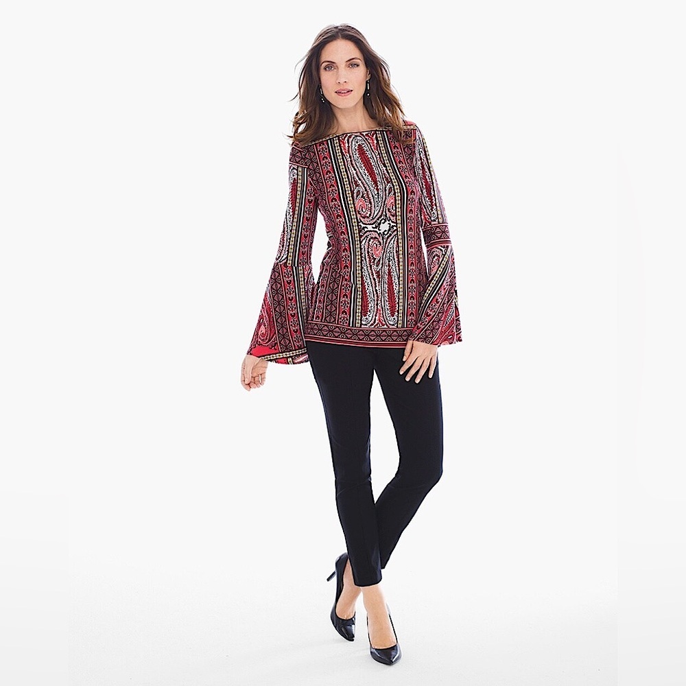 Women's Paisley Print Top - Red